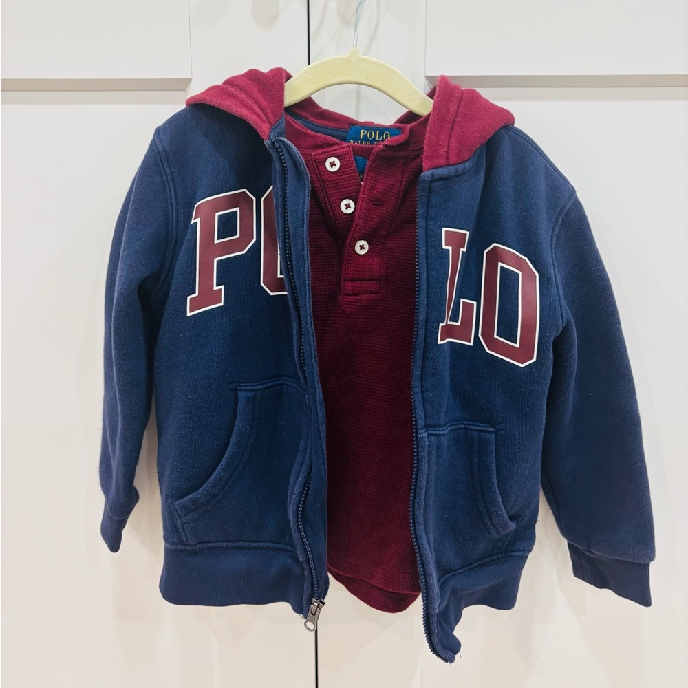 Polo by Ralph Lauren Kids Blue and Burgundy Hoodie